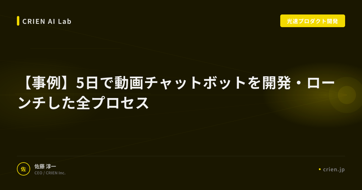 【事例】5日で動画チャットボットを開発・ローンチした全プロセス