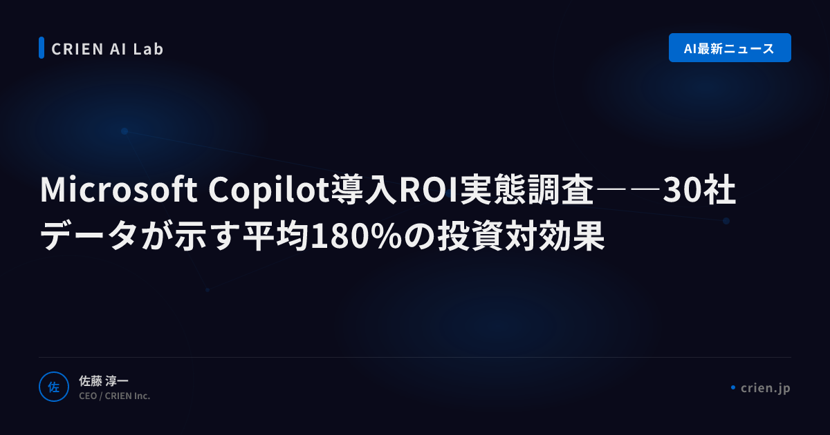 Copilot導入ROI実態調査｜30社で平均180%の投資対効果