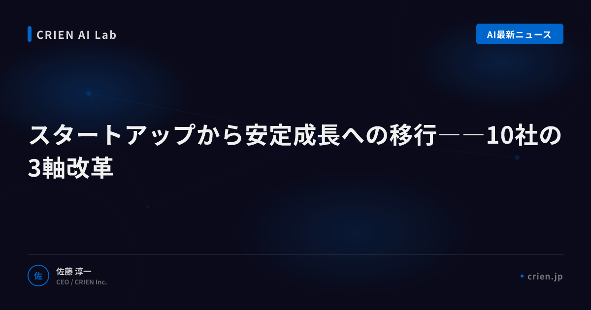 スタートアップから安定成長への移行――10社の3軸改革